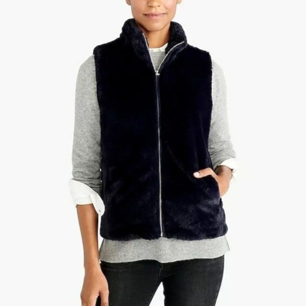 J. Crew NAVY Teddy Bear Faux Fur Vest